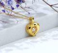 wholesale 18K Gold Heart Shaped Pendant with Diamond Accent Necklace for Women - 18K Gold Set-0-1