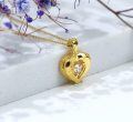wholesale 18K Gold Heart Shaped Pendant with Diamond Accent Necklace for Women - 18K Gold Set-0-1