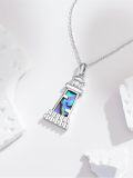 wholesale 925 Sterling Silver Lighthouse Pendant with Abalone Shell and Cubic Zirconia Accent - Nautical Jewelry for Women & Men-0-2