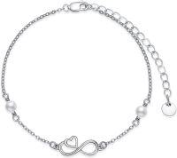 wholesale 925 Sterling Silver Infinity Heart & Pearl Charm Anklet for Women-Pearl-Infinity Heart A