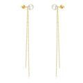wholesale 14K Gold Pearl Chain Threader Earrings for Women-0-0