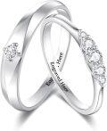 wholesale TOUPOP Personalized Moissanite Wedding Couples Rings Set For Him And Her 925 Sterling Silver/10k/14k/18k Gold Customized Wedding Ring For Couples Valentine's Day Christmas Gift For Wife Girlfriend -0-0