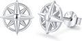 wholesale 925 Sterling Silver Compass Stud Earrings - Nautical Sailor s for Women & Friends-0-0