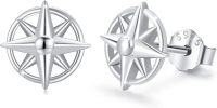 wholesale 925 Sterling Silver Compass Stud Earrings - Nautical Sailor s for Women & Friends-Compass Stud Earrings