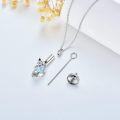 wholesale 925 Sterling Silver Crystal Fox Pendant Necklace with Iridescent Stone and Angel Wings Design-0-2