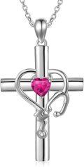 wholesale  Metal Stone Stethoscope Cross Pendant Necklace for Nurse Doctor Graduation -0-14