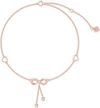 wholesale 14K Rose Gold Cubic Zirconia Heart Infinity Adjustable Anklet for Women-Rose