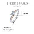 TOUPOP Sterling Silver Moissanite Heart Engagement Wedding Rings-0-3