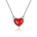wholesale 925 Sterling Silver Red Agate Heart Pendant Necklace with 18+2 Chain - Birthday Gift for Her-0-0