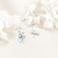 wholesale 925 Sterling Silver Blue Moonstone Rabbit Stud Earrings for Women Girls -0-4
