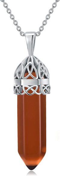 wholesale Sterling Silver Opal Irish Celtic Knot Pendant Necklace Unisex Gift-Celtic necklace-July