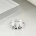 TOUPOP Sterling Silver Opal Wolf Rings Moon Howling Jewelry Gift-0-4