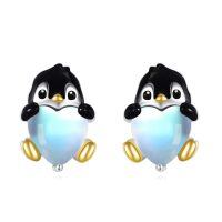 wholesale 925 Sterling Silver Penguin Heart Moonstone Stud Earrings for Women Girls Gift Idea-Penguin earrings