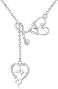 wholesale 925 Sterling Silver Stethoscope Heart Nurse Pendant Necklace Graduation Gift Medical Jewelry for Doctors Nurses-0-0