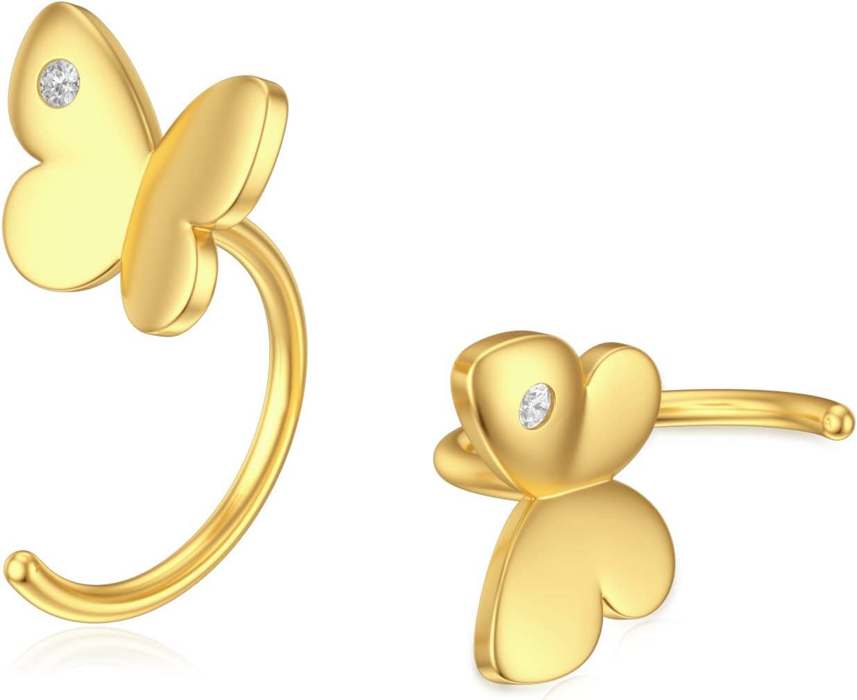 14K Gold Opal Butterfly Infinity Heart Cross Triangle Lightning Daisy Huggie Hoop Earrings for Women-0-1