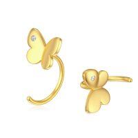 wholesale 14K Gold  Butterfly Diamond Studs & Hoops Set for Women - Hypoallergenic-butterfly-shape