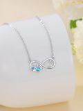 wholesale 925 Sterling Silver Infinity Starfish Blue Crystal Pendant Necklace-0-2