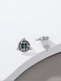 wholesale 925 Sterling Silver Green Enamel Shamrock Stud Earrings with Celtic Knot Design-0-3