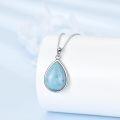 wholesale 925 Sterling Silver Larimar Teardrop Pendant Necklace for Women s-0-2