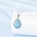 wholesale 925 Sterling Silver Teardrop Pendant Necklace With Aquamarine Stone-0-2