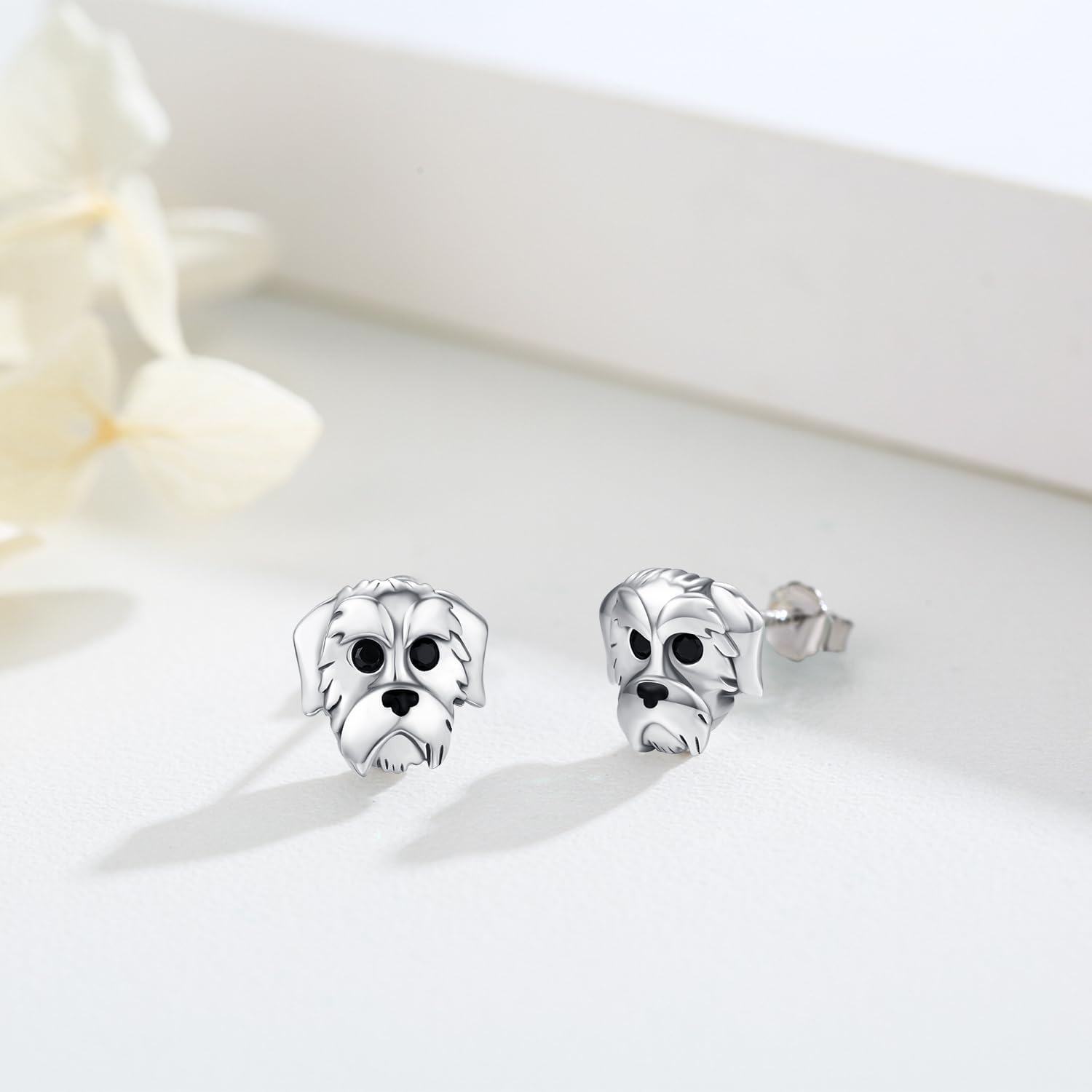  Sterling Silver Animal Stud Earrings Butterfly Unicorn Yorkie Beagle Axolotl Frog Cow Panda Dog Dino Cat Hedgehog Sloth -0-4