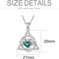 wholesale 925 Sterling Silver Emerald Green Moonstone Irish Claddagh Necklace-0-4