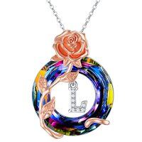 wholesale TOUPOP Mothers Day Gifts For Women Sterling Silver Initial A To Z Letter Pendant Necklace With Volcano Crystal Jewelry Birthday Anniversary Christmas Gifts For Wife Her Girlfriend Mom -color_name:L