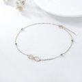 wholesale 14K Gold Infinity Ankle Anklet with Cubic Zirconia and Heart Charm for Women s-0-2