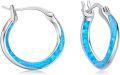 wholesale Sterling Silver Opal Hoop Earrings for Women Blue White Black Green Pink Orange Hypoallergenic Huggie Cartilage Mother s Day Jewelry-0-0