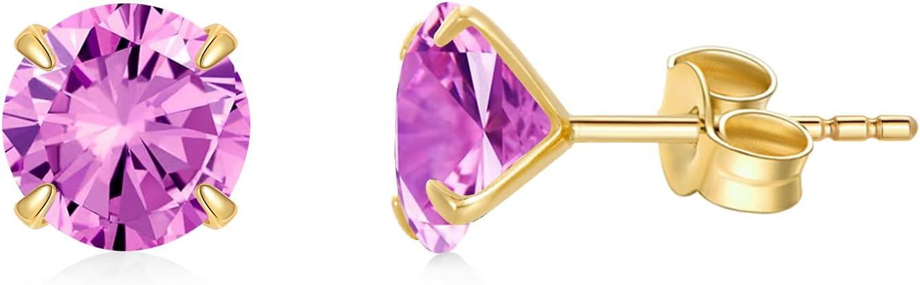 14K Yellow Gold Simulated Diamond Stud Earrings-0-0