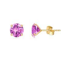 wholesale 14K Yellow Gold Simulated Diamond Stud Earrings-10-October-Simulated Tourmaline