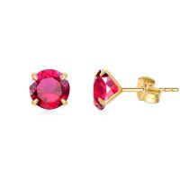 wholesale 14K Yellow Gold Simulated Diamond Stud Earrings-7-July-Ruby