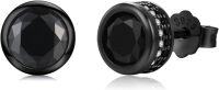wholesale S925 Sterling Silver Round Black Crystal Studs Norse Viking s for Women Men-Black Zirconia Stud Earrings