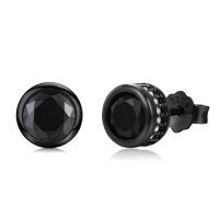 wholesale 925 Sterling Silver Round Black Zircon Stud Earrings For Women-Black Zirconia Stud Earrings
