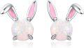 wholesale 925 Sterling Silver Pink Opal Bunny Rabbit Stud Earrings for Women - Hypoallergenic  Idea-0-0