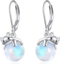 wholesale 925 Sterling Silver Blue Opalite Fox Drop Earrings-Fox