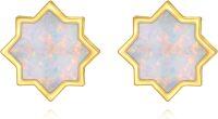 wholesale 14K Yellow Gold Opal Earrings Flower Triangle Star Vintage Studs for Women -A13-White Opal