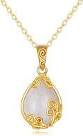 wholesale 14K Gold Natural Moonstone Teardrop Pendant Necklace for Women Anniversary Gifts-0-0