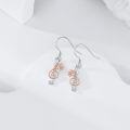 wholesale 925 Sterling Silver Treble Clef Flower Drop Earrings with CZ Stones-0-3