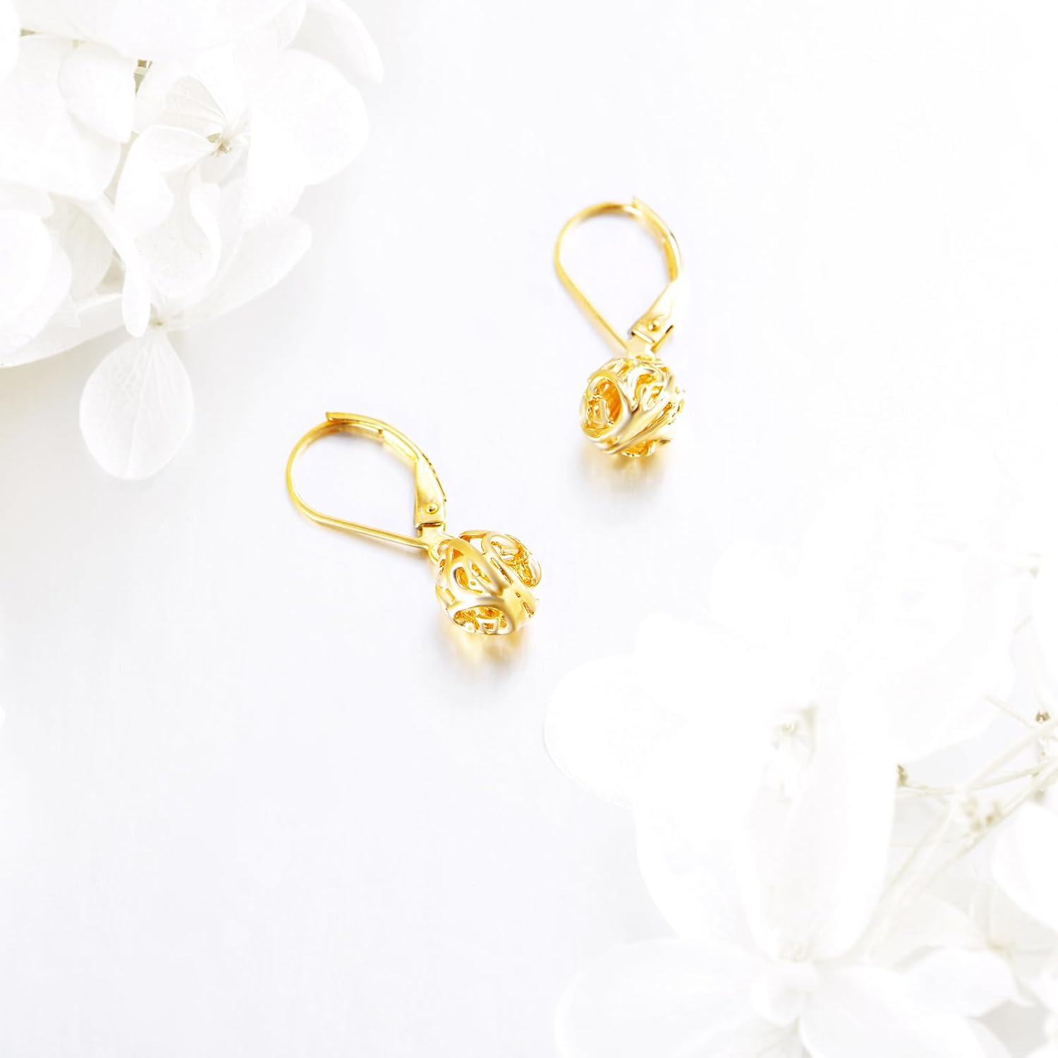 wholesale 14K Gold Sun & Moon Filigree Teardrop Dangle Leverback Earrings-0-2