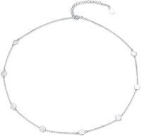 wholesale Gold-Plated 925 Sterling Silver CZ Thin Choker Necklace for Women-18 Inch Silver-disc station