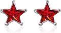 wholesale 925 Sterling Silver Red Gemstone Five-Pointed Star Stud Earrings for Women-0-0