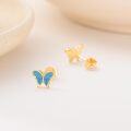 wholesale 14K Gold Turquoise and Blue Opal Butterfly Stud Earrings for Women-0-5