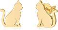 wholesale 14K Gold Solid Cat Stud Earrings - Animal for Women & Teen Girls-0-0