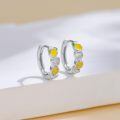 wholesale 925 Sterling Silver Yellow Lemon Slice CZ Huggie Hoop Earrings-0-4