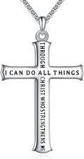 wholesale Sterling Silver Men s Cross Necklace Catholic Faith Pendant Christian Jewelry Gifts-0-1