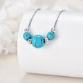 wholesale 925 Sterling Silver & Natural Turquoise Beaded Necklace for Women - Mother's Day Gift-0-3