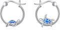 wholesale 925 Sterling Silver Turtle Hoop Earrings with Blue Opal for Women Gifts-0-0