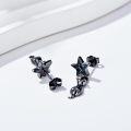 wholesale 925 Sterling Silver Black Star & Cat Dangle Studs - Halloween  for Her-0-2