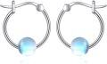 wholesale 925 Sterling Silver Round Blue Opal Hoop Earrings for Women-0-0